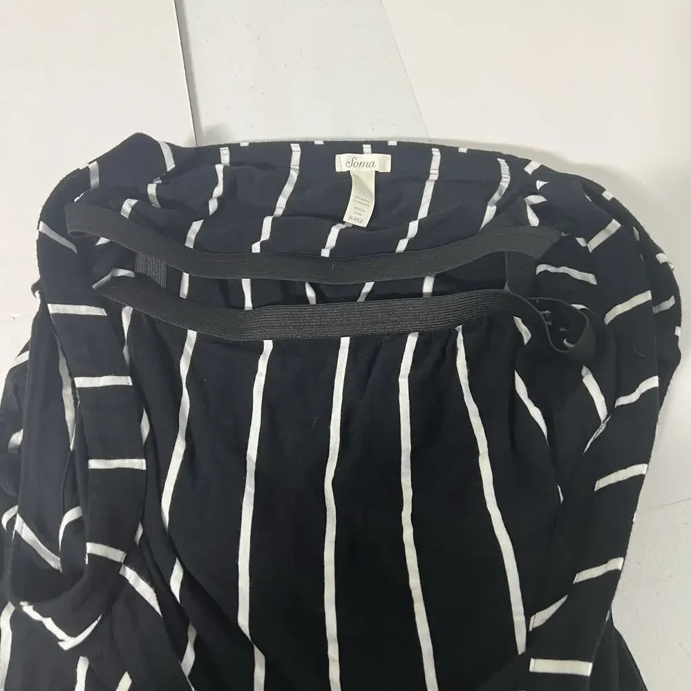 SOMA Super Soft Maxi Bra Dress Striped Size XL Black White Resort Wear Stretch - Picture 8 of 12